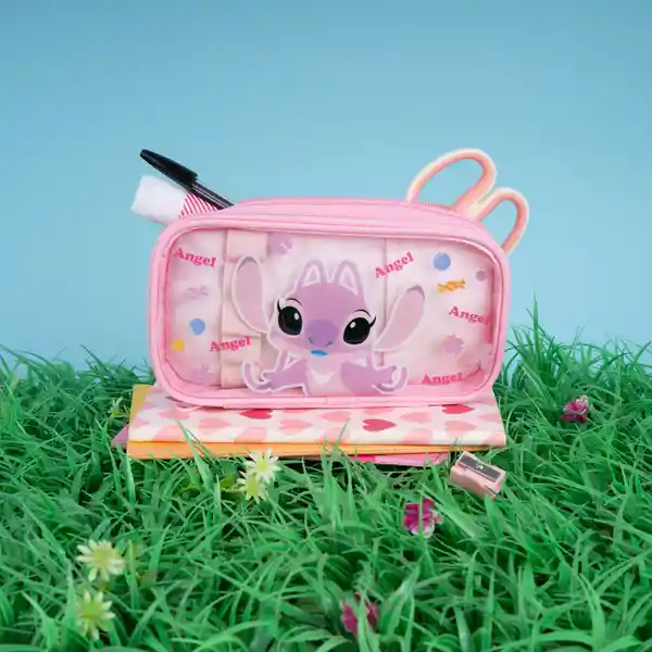 Cartuchera de Doble Capa Lilo & Stitch Disney Ángel Serie Miniso