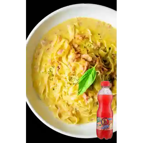 Spaguetti a la Carbonara +Hit Frutas Tropicales 500ml