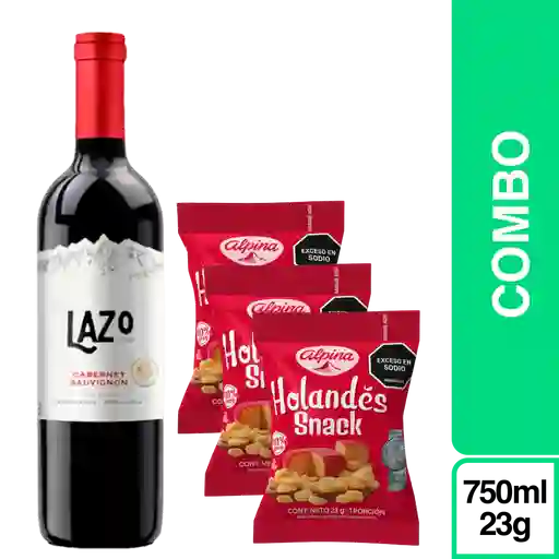 Combo Lazo Vino Tinto + Alpina Queso Snack Holandés 3 Und