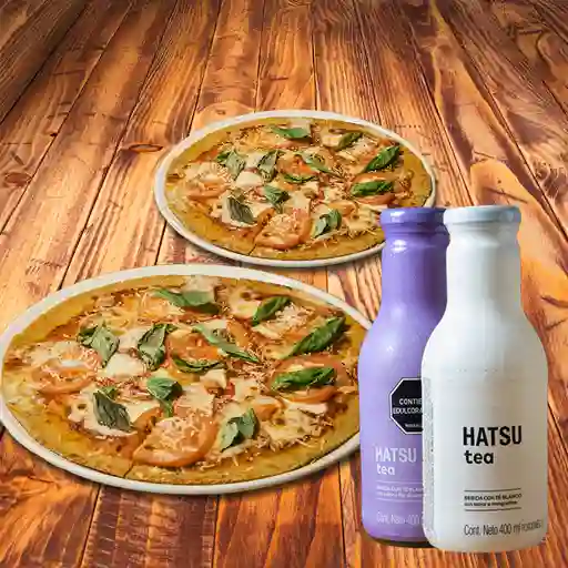 2X pizza Margarita Sin Gluten y Hatsus