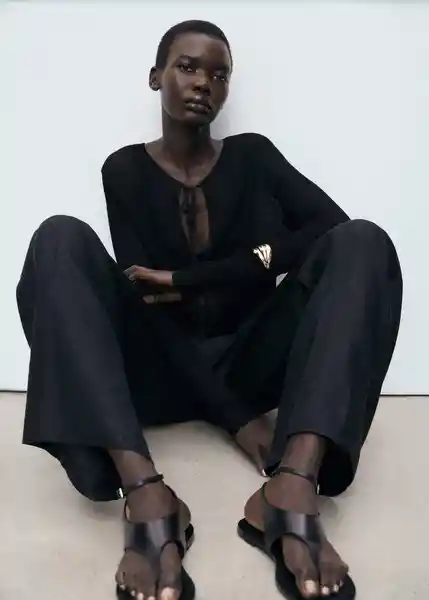 Cárdigan Bow Negro Talla XS Mujer Mango