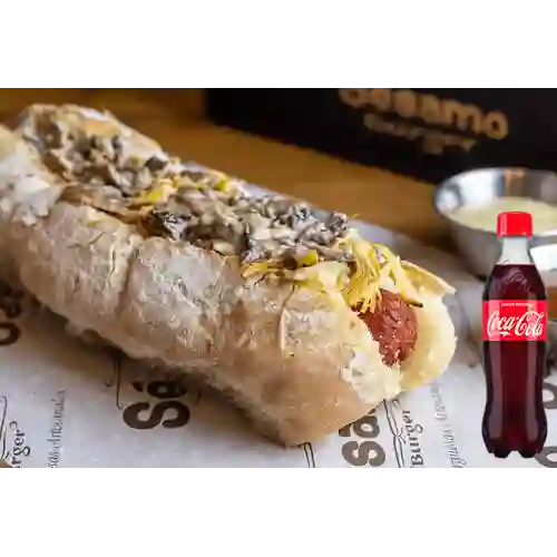 Combo Perro Pollo Champiñones + Coca-Cola