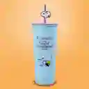 Vaso de Acero Inoxidable Con Pitillo Snoopy Azul 800 mL Miniso