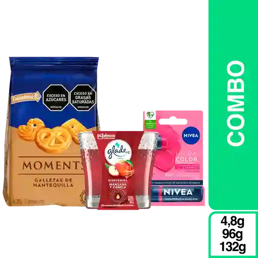 Combo Hidratante Rosa + Moments Danesas + Vela Manzana