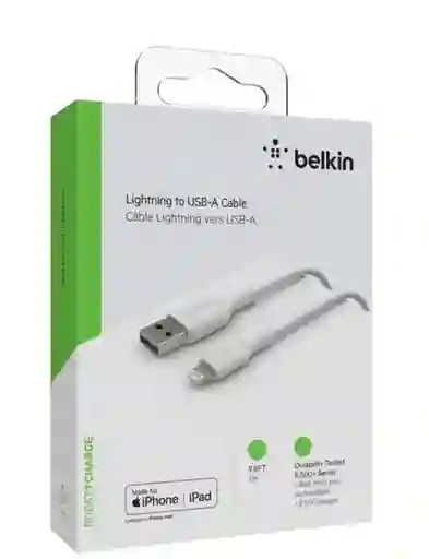 Belkin Cable Boost Charge USB-A a Lightning Blanco 3 m