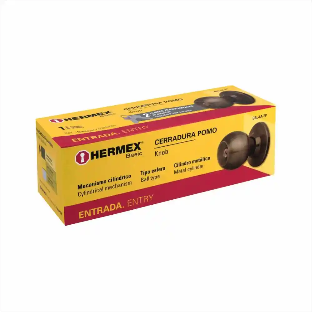 Hermex Cerradura Pomo Latón Antiguo Entrada