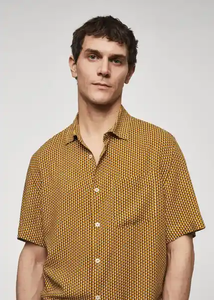 Camisa Cabo Ocre Talla L Hombre Mango