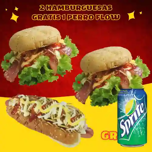 Combo 2 Hamburguesas Gratis 1 Perro + Sprite 350 ml