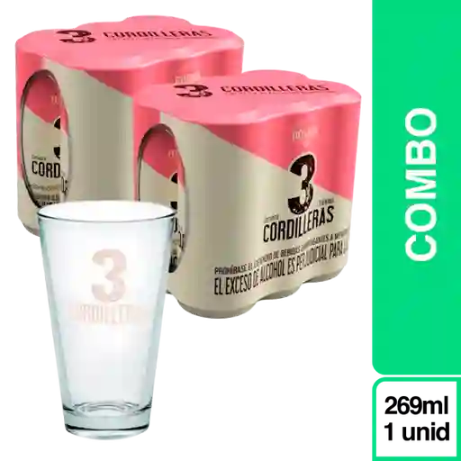 Combo 3 Cordilleras Cerveza Rosada 269 mL x 6 Und + Vaso