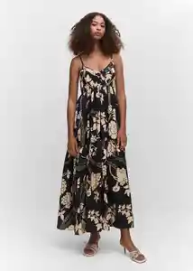 Vestido Fleur Negro Talla 18 Mujer Mango