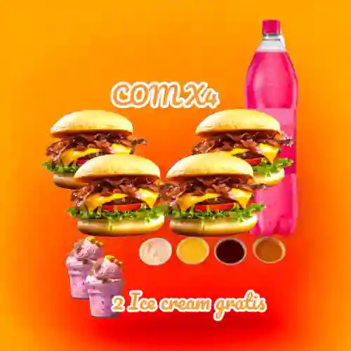 Hamburguesa Combo X4