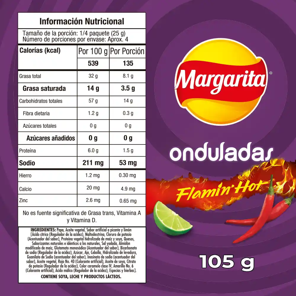 Pasabocas Margarita Flamin Hot (105 Gr)