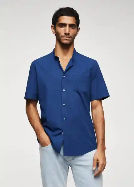 Camisa Solid-H Navy Talla M Hombre Mango