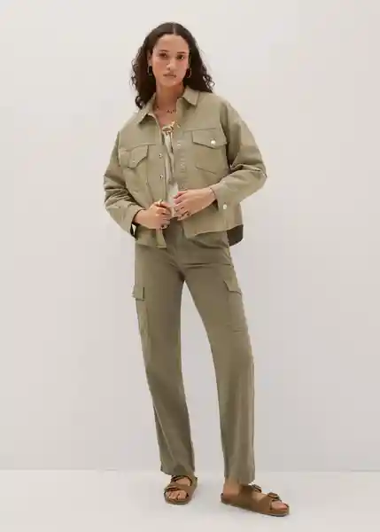 Sobrecamisa Aimee Khaki Talla L Mujer Mango