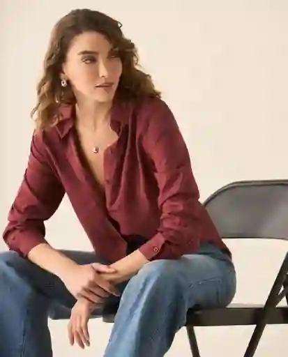 Camisa Rojo Sangría Oscuro Talla L 113G006 Esprit