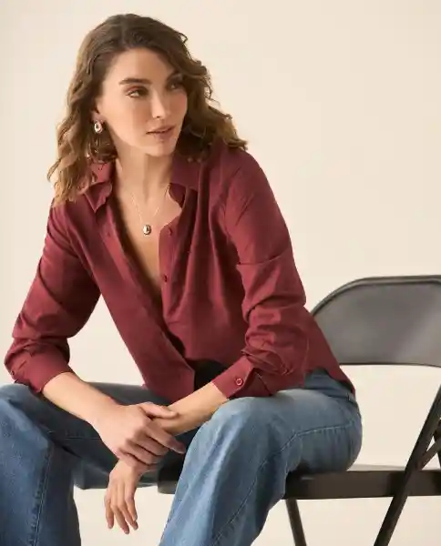 Camisa Rojo Sangría Oscuro Talla L 113G006 Esprit