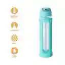 Vaso de Vidrio Tapa Abatible Pico Asa Verde 580 mL Serie Miniso