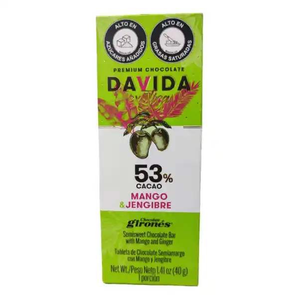 Davida Chocolate Tableta Mango Jengibre