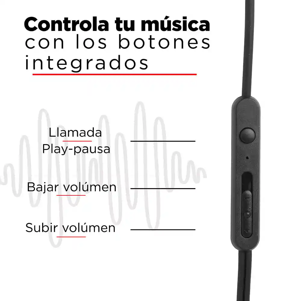 Miniso Audífonos de Cable Clásico Negro 1.2 m