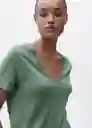 Camiseta Linito Verde Talla M Mujer Mango