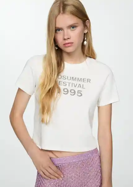 Camiseta Festi Blanco Talla S Mujer Mango