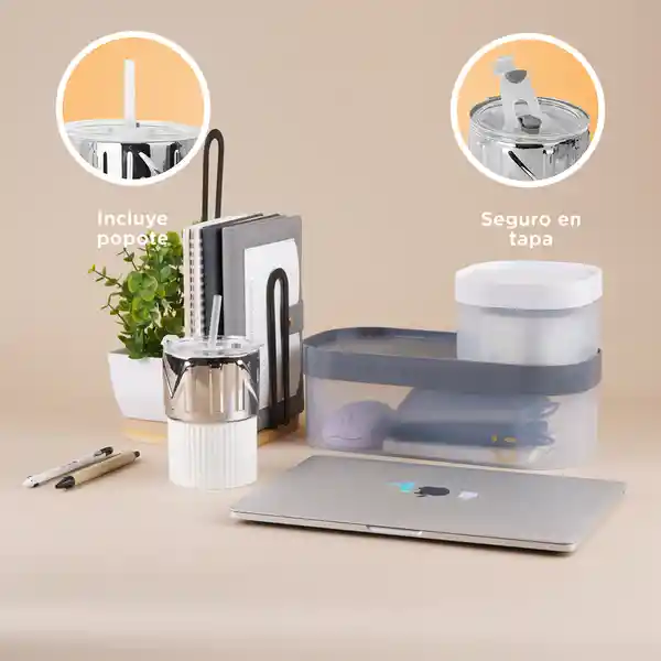 Taza de Cerámica Con Pitillo Serie Silver Grey Miniso