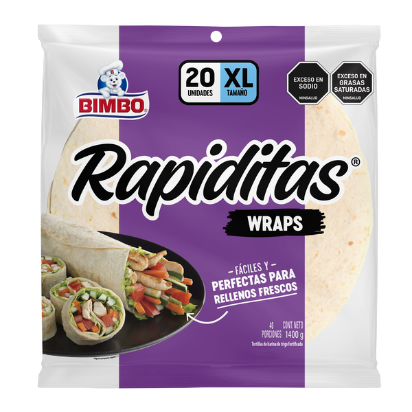Bimbo Tortilla Blancas Wraps Rapiditas XL 1400 g desde 32.900