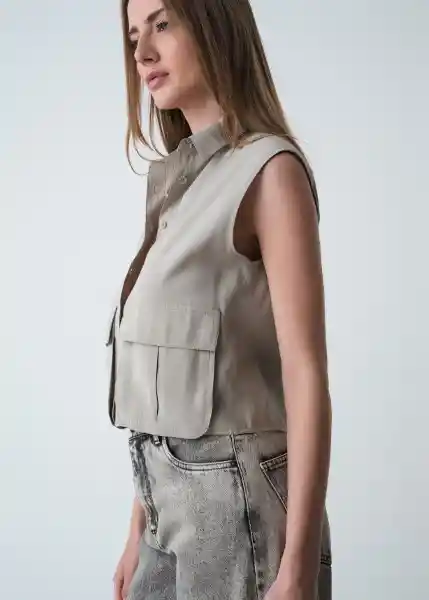 Camisa Alana Mujer Gris Rocoso Claro Talla S 519g331 Naf Naf