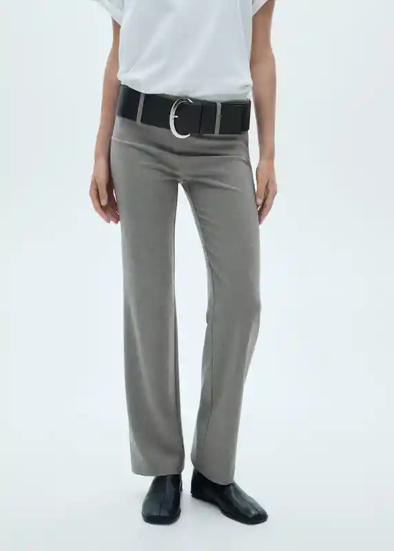 Pantalón Aria Gris Talla 42 Mujer Mango