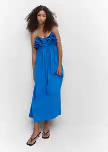 Vestido Miel5 Azul Talla S Mujer Mango