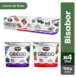 Alpina Yogurt Griego Multisabor Cama de Frutas Surtidos