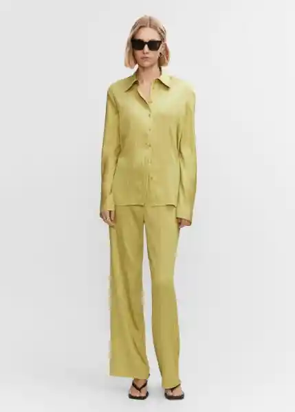 Pantalón Chiffe-A Lima Talla M Mujer Mango