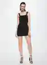 Vestido Alina Tejano Negro Talla S Mujer Mango