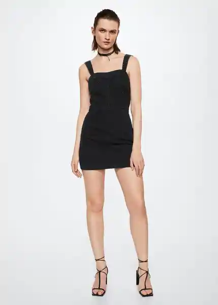 Vestido Alina Tejano Negro Talla S Mujer Mango