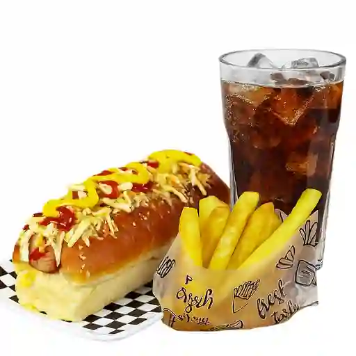 Perro + papas  gratis gaseosa