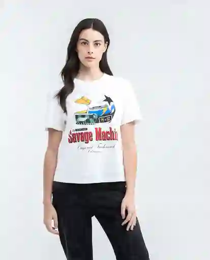 Camiseta Savage Machine Femenino Crudo Puro Claro L Chevignon