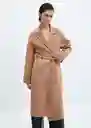 Abrigo Batin Camel Talla L Mujer Mango
