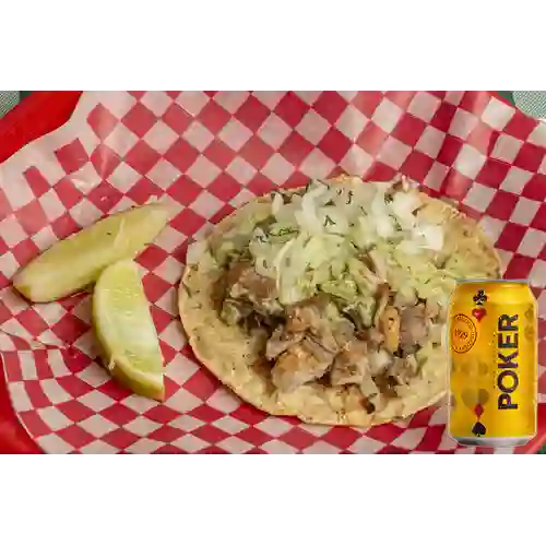 Combo Taco de Carnitas + Poker 355 ml