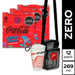 Combo Gaseosa Coca-Cola Zero 12 Unds + 1 CrossBody + 1 Vaso