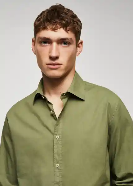 Camisa Ibiza Khaki Talla M Hombre Mango