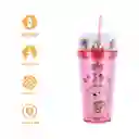 Vaso de Plástico Oso Polar Con Pitillo Rosa Miniso