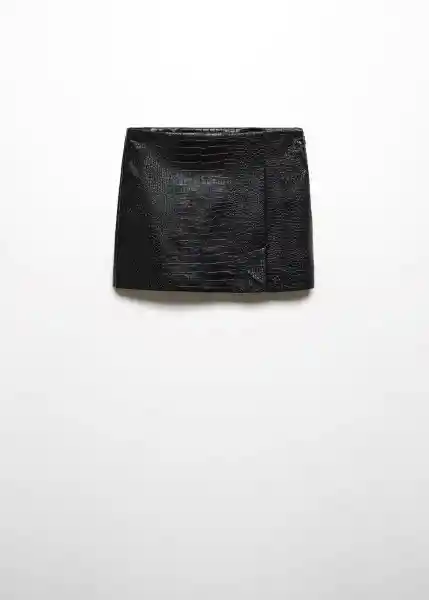 Falda Croco Negro Talla 24 Mujer Mango