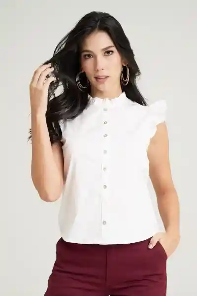 Camisa Ruches Color Blanco Talla XS Ragged