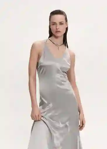 Vestido Ale Plata Talla L Mujer Mango