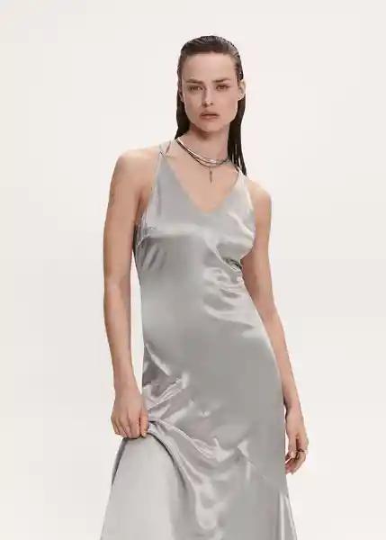 Vestido Ale Plata Talla L Mujer Mango