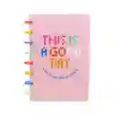 Miniso Cuaderno Argollado 96 Hojas Rayado Arcoíris Rosa