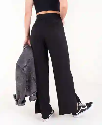 Pantalón Botón Interno Negro Puro Ultra Oscuro Talla 8 Mujer Naf Naf