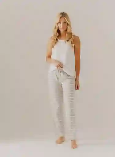 Pantalon Largo En Punto S - Raya Gris