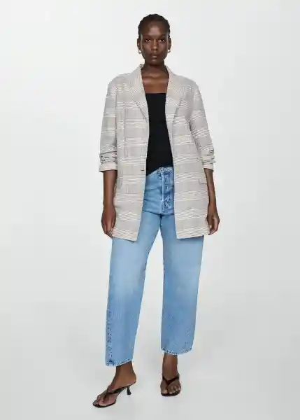 Blazer Americana Elevivo Gris Talla L Mujer Mango