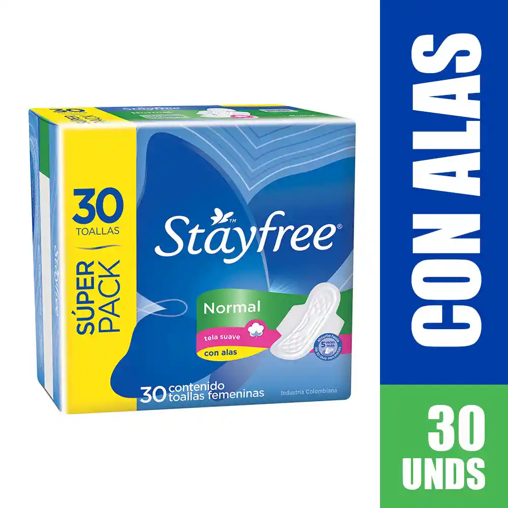 Stayfree Toalla Higienicanormal Con Alas X 30 Und